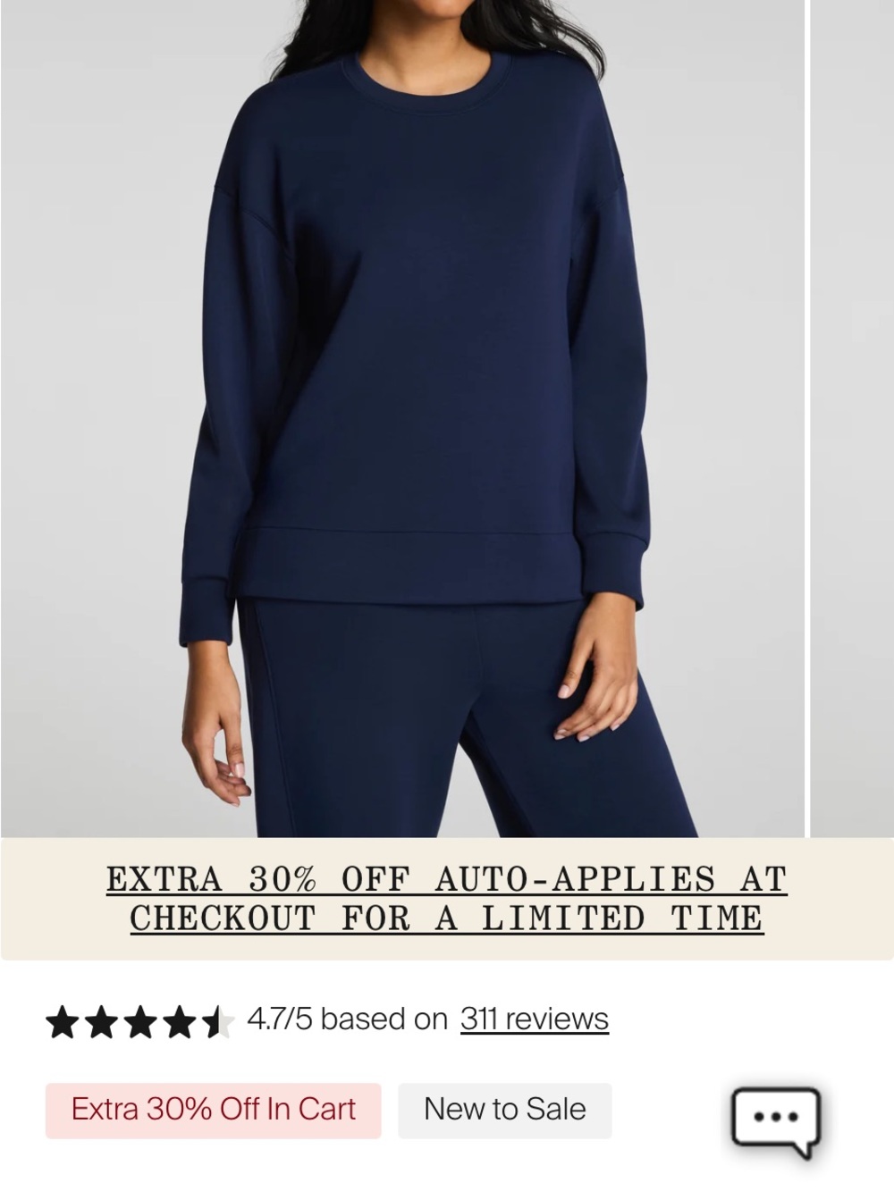 SPANX air essentials faded indigo blue grey Crewneck Sweatshirt - Picture 6 of 6